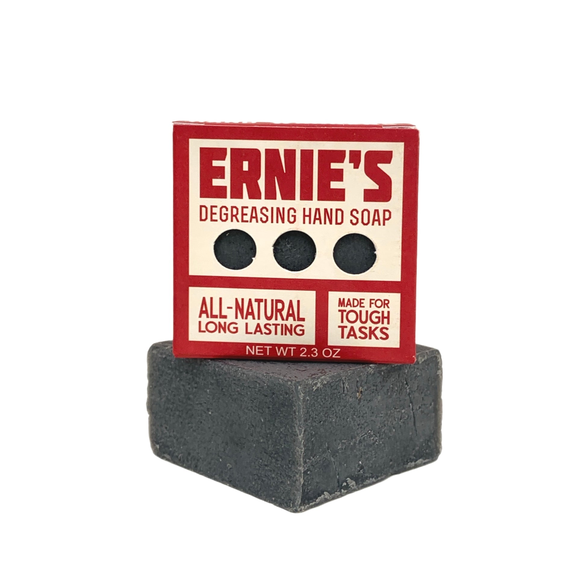 Ernie’s Soap natural heavy-duty hand soap single bar with activated charcoal and exfoliant
